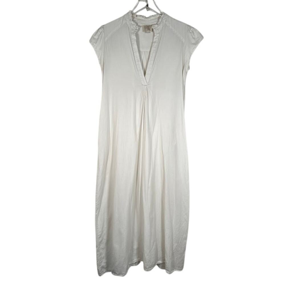 A Shirt Thing Women's Split Cotton Night Gown Dress M V-Neck Cap Sleeve *Read